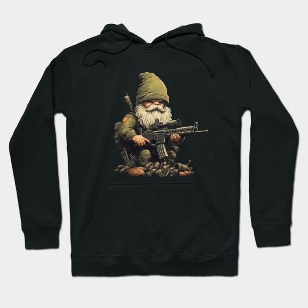 Military Gnome Hoodie by FrogandFog